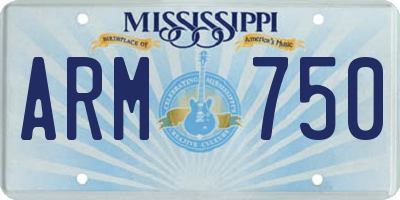 MS license plate ARM750