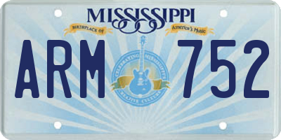 MS license plate ARM752