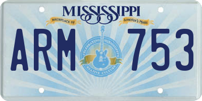 MS license plate ARM753