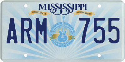 MS license plate ARM755