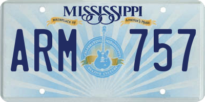 MS license plate ARM757