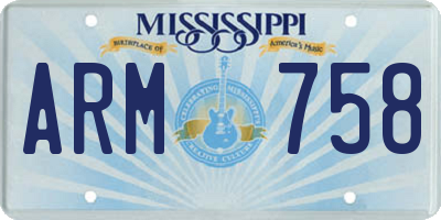MS license plate ARM758