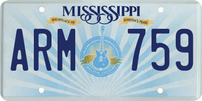 MS license plate ARM759