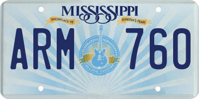 MS license plate ARM760
