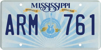 MS license plate ARM761