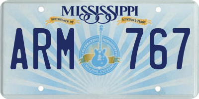 MS license plate ARM767