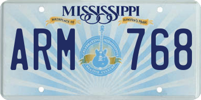 MS license plate ARM768