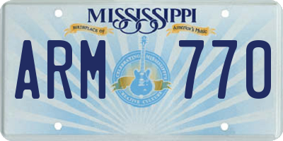 MS license plate ARM770