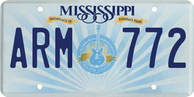 MS license plate ARM772