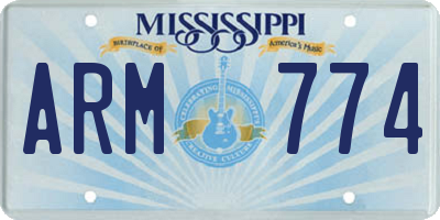 MS license plate ARM774