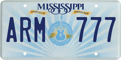 MS license plate ARM777