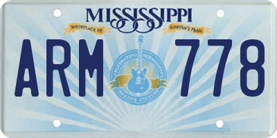 MS license plate ARM778