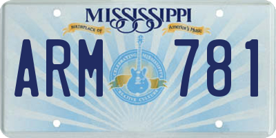 MS license plate ARM781