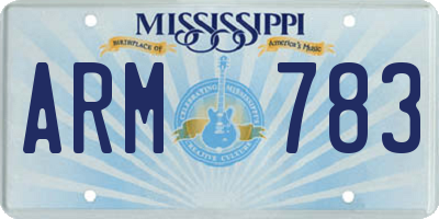 MS license plate ARM783