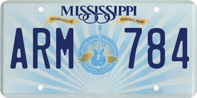 MS license plate ARM784