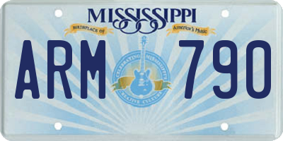 MS license plate ARM790