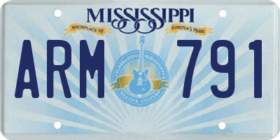 MS license plate ARM791