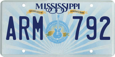 MS license plate ARM792