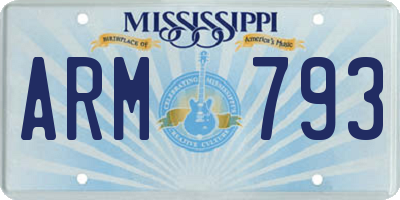 MS license plate ARM793