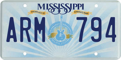 MS license plate ARM794