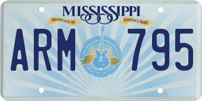 MS license plate ARM795