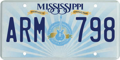 MS license plate ARM798