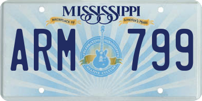 MS license plate ARM799