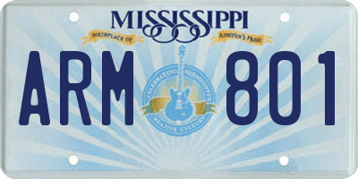 MS license plate ARM801