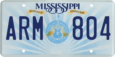 MS license plate ARM804