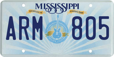 MS license plate ARM805