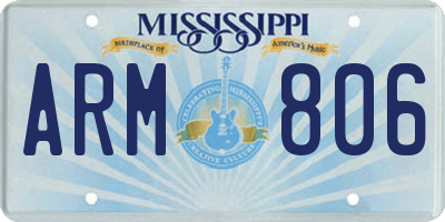 MS license plate ARM806