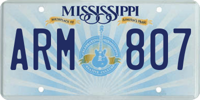 MS license plate ARM807