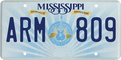 MS license plate ARM809