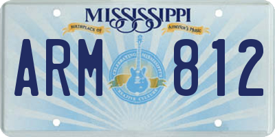 MS license plate ARM812