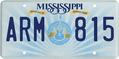 MS license plate ARM815