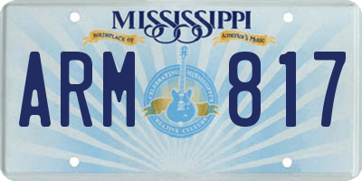MS license plate ARM817