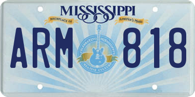 MS license plate ARM818