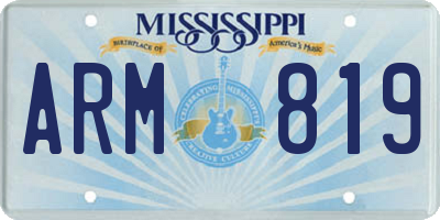 MS license plate ARM819
