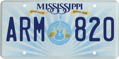 MS license plate ARM820