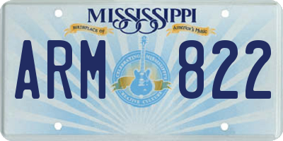 MS license plate ARM822