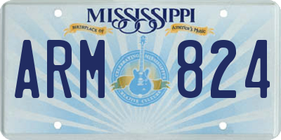 MS license plate ARM824