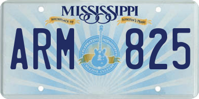 MS license plate ARM825