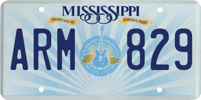 MS license plate ARM829
