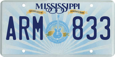 MS license plate ARM833