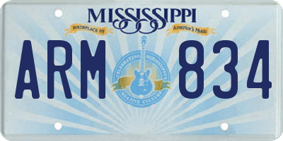 MS license plate ARM834