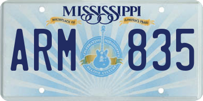 MS license plate ARM835