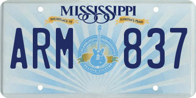 MS license plate ARM837