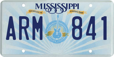 MS license plate ARM841