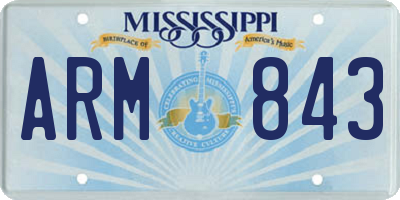 MS license plate ARM843