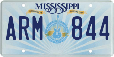 MS license plate ARM844